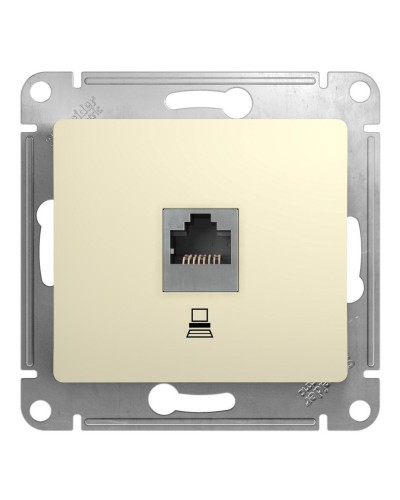 Glossa розетка RJ45 1-местная, кат. 5Е, скрытой установки, механизм, бежевый (GSL000281K). Розетка компьютерная. Systeme Electric в Костроме