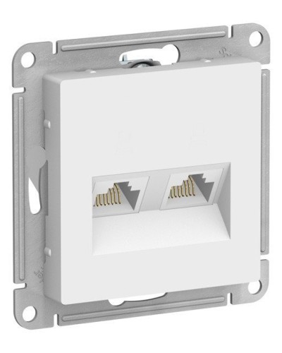 AtlasDesign розетка RJ45+RJ45, 2-местная, скрытой установки, механизм, белый (ATN000185). Розетка компьютерная. Systeme Electric в Костроме