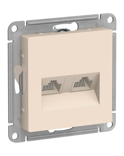 AtlasDesign розетка RJ45+RJ45, 2-местная, скрытой установки, механизм, бежевый (ATN000285). Розетка компьютерная. Systeme Electric в Костроме