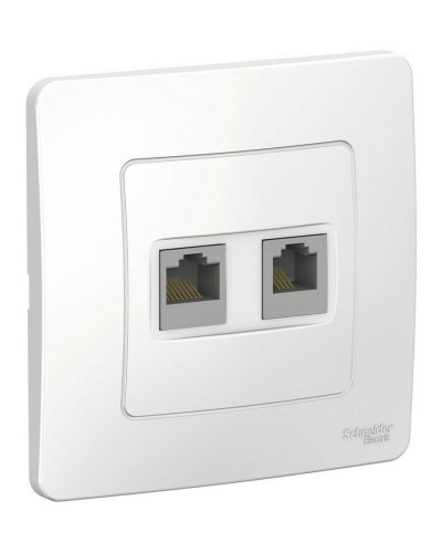 BLANCA розетка RJ45+RJ11 2-местная, кат. 5Е, скрытой установки, белый (BLNIS045111). Розетка компьютерная + телефонная. Systeme Electric в Костроме