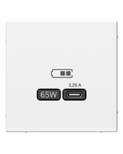ArtGallery розетка USB тип-С 65Вт высокоскоростной заряд. QC, PD, скрытой установки, механизм, белый (GAL000127). Розетка USB. Systeme Electric в Костроме