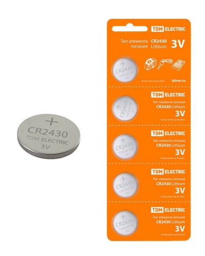 CR2430 Lithium 3V BP-5 TDM (SQ1702-0030). Элемент питания. TDM ЕLECTRIC в Костроме