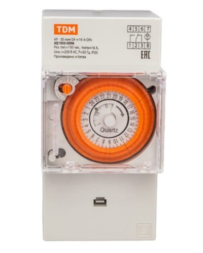 АР-30мин/24ч-16А-DIN (3 модуля) TDM (SQ1503-0006). Аналоговое суточное реле. TDM ЕLECTRIC в Костроме