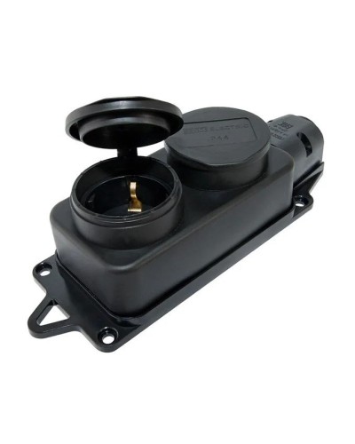 Розетка двухместная 2Р+РЕ 16А 250В IP44 (SQ0612-0010). Розетка двухместная с заглушками каучук. TDM ЕLECTRIC в Костроме