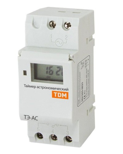 ТЭ-АС-1мин/24ч-8on/off-16А-DIN (астрономический) TDM (SQ1503-0023). Таймер электронный. TDM ЕLECTRIC в Костроме