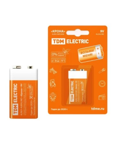 6LR61 Крона 9V BP-1 TDM (SQ1702-0013). Элемент питания. TDM ЕLECTRIC в Костроме