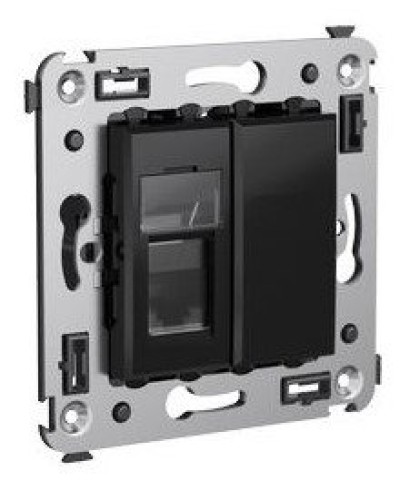 Розетка RJ-45 в стену Avanti одинарная черный квадрат (4402463). Розетка компьютерная. ДКС в Костроме