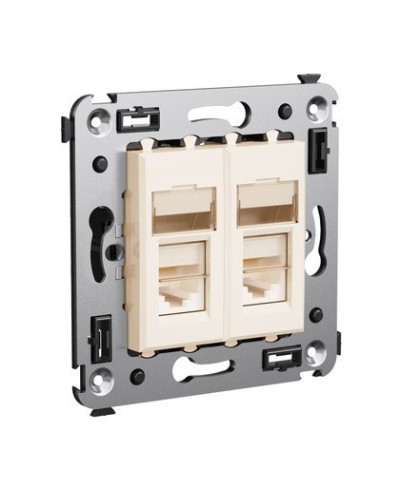 Розетка RJ-45 Avanti в стену двойная экранированная ванильная дымка (4405364). Розетка. ДКС в Костроме
