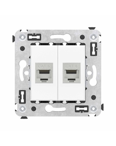 Розетка RJ-45 в стену, кат.6E, Avanti, двойная, белое облако (4400794). Розетка компьютерная модульная. ДКС в Костроме