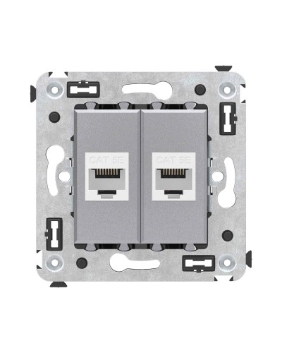 Розетка RJ-45 в стену, кат.5E, Avanti, двойная, закаленная сталь (4404664). Розетка компьютерная. ДКС в Костроме