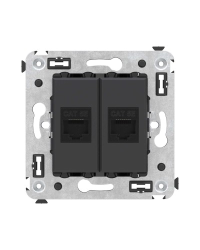 Розетка RJ-45 в стену, кат.5E, Avanti, двойная, черный матовый (4412664). Розетка компьютерная. ДКС в Костроме