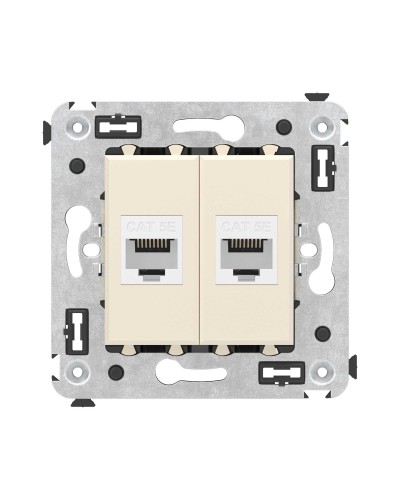 Розетка RJ-45 в стену, кат.5E, Avanti, двойная, ванильная дымка (4405664). Розетка компьютерная. ДКС в Костроме