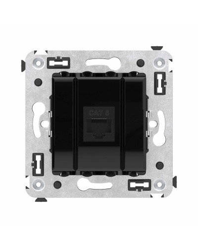 Розетка RJ-45 в стену, кат.6E, Avanti, одинарная, черный квадрат (4402693). Розетка компьютерная. ДКС в Костроме