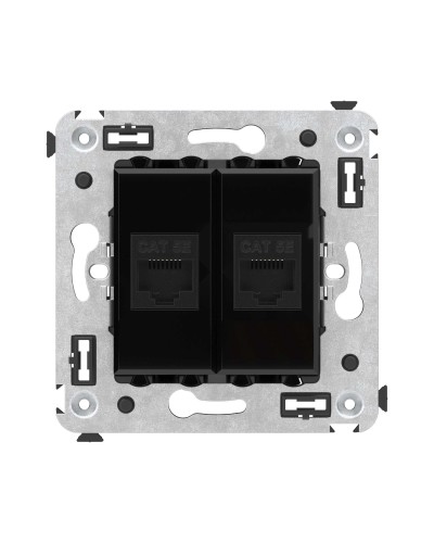 Розетка RJ-45 в стену, кат.5E, Avanti, двойная, черный квадрат (4402664). Розетка компьютерная. ДКС в Костроме