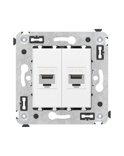Розетка RJ-45 в стену, кат.5E, Avanti, двойная, белое облако (4400664). Розетка компьютерная. ДКС в Костроме