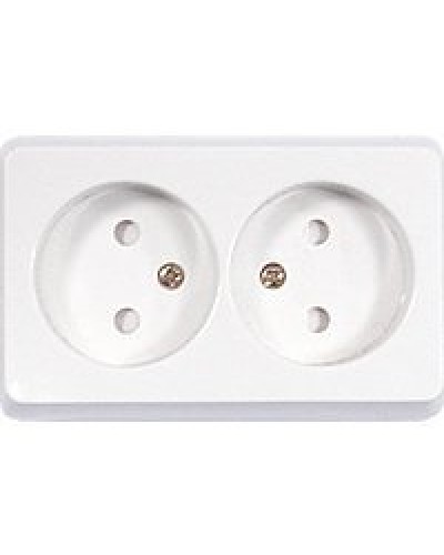 Розетка двойная открытой установки без з/к, бежевый, LK Standard (813601). Розетка без заземляющих контактов с защитными шторками. Экопласт в Костроме