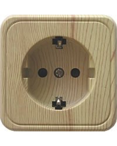 Розетка одинарная открытой установки с з/к, сосна, LK Standard (813225). Розетка с заземляющими контактами и защитными шторками. Экопласт в Костроме