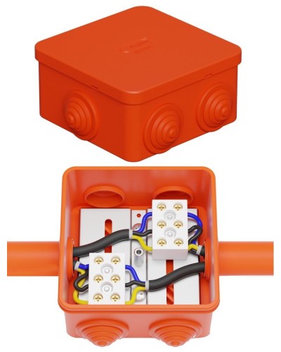 Коробка JBS080 85х85х50, 6 вых., 4P (0,15-10,0 мм²) (43311HF). Коробка монтажная, огнестойкая, без галогена. Экопласт в Костроме