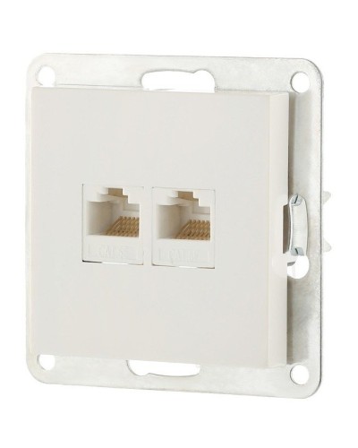 Розетка 2xRJ-45 кат.5е с накладкой, белый LK80 (846204-1). Розетка компьютерная двойная. Экопласт в Костроме