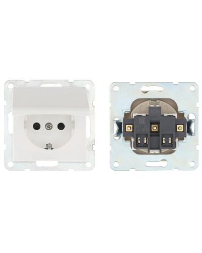 Розетка с з/к, шторками и крышкой, белый LK60 (863404-1). Розетка. Экопласт в Костроме