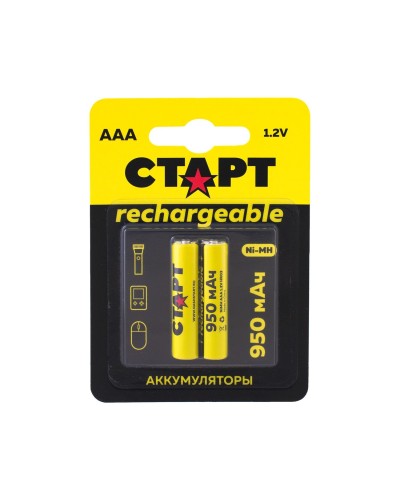 СТАРТ HR03 (AAA, 950mah), упак. 2 шт. БЛИСТЕР. Перезаряжаемые аккумуляторы. СТАРТ в Костроме