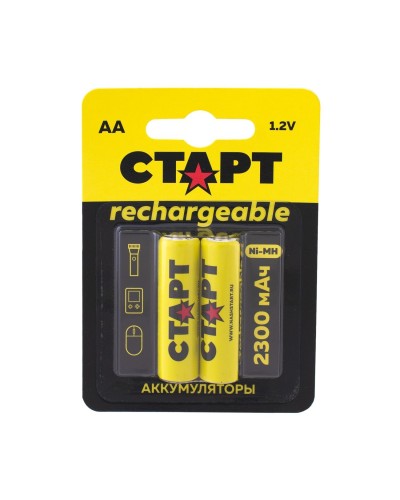 СТАРТ HR6 (AA, 2300 mah), упак. 2 шт. БЛИСТЕР. Перезаряжаемые аккумуляторы. СТАРТ в Костроме