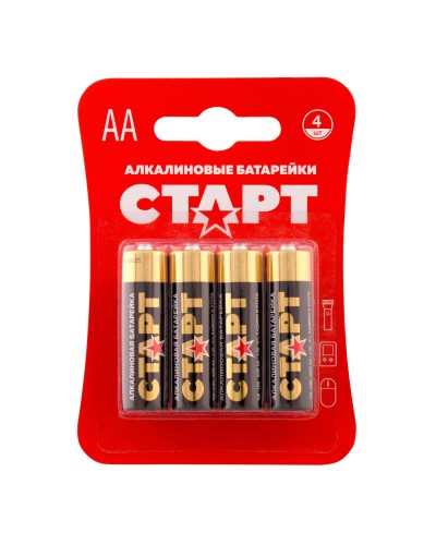 СТАРТ LR6-BL4 (1,5 В, AA, LR6), упак. 4 шт. БЛИСТЕР. Алкалиновые батарейки. СТАРТ в Костроме