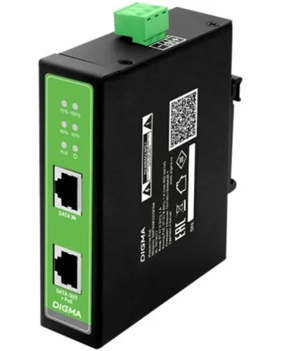 DNP30W48GDXM 10/100/1000BASE-T 30Вт 37-57В(DC). Инжектор PoE. Digma в Костроме