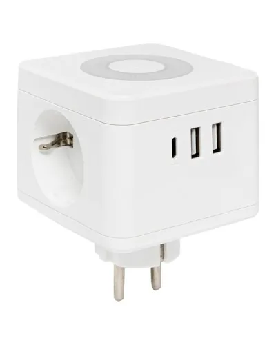 Тройник Куб 2 гнезда 2USB 2,4А+Type C + Ночник. Тройник Куб. EKF в Костроме