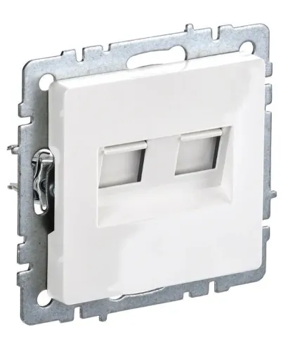 Розетка RJ11+RJ45 РК/Т12-БрБ белая BRITE (BR-KT20-O-1-K01). Розетка двойная. IEK в Костроме