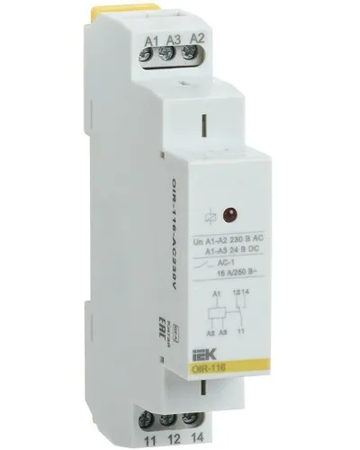 Реле промежуточное модульное OIR 1 контакт 16А 230В AC (OIR-116-AC230V). Реле промежуточное модульное. IEK в Костроме