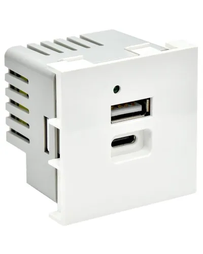 Розетка USB A+C 4,2А PRIMER РКЮ-25-40-П белый IEK (PR-KK40D-RU-0-2-AC-K01). Розетка USB. IEK в Костроме