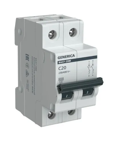 GENERICA ВА47-29М 2P C 20А 4,5кА (MVA21-2-020-C-G). Автоматический выключатель. IEK в Костроме