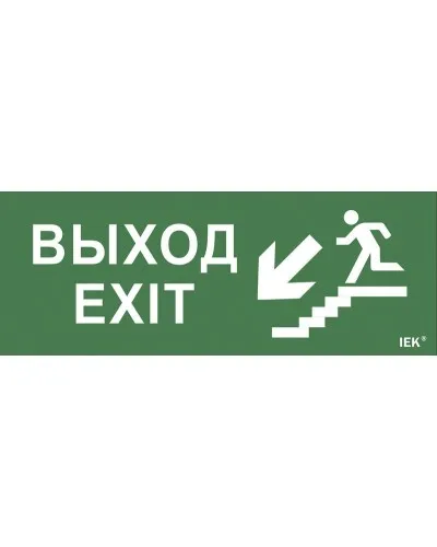 Самоклеящаяся этикетка Выход/лестница вниз/фигура (LPC10-1-24-09-VLVNF). Самоклеящаяся этикетка 240х90 мм. IEK в Костроме