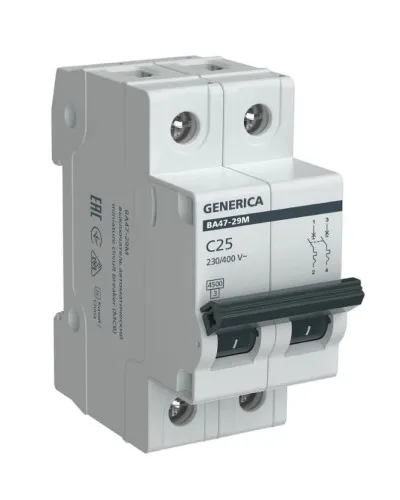 GENERICA ВА47-29М 2P C 25А 4,5кА (MVA21-2-025-C-G). Автоматический выключатель. IEK в Костроме