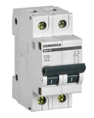 GENERICA ВА47-29 2P C 20А 4,5кА (MVA25-2-020-C). Автоматический выключатель. IEK в Костроме