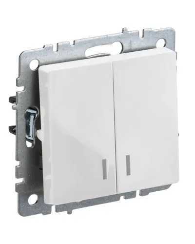 Выключатель 2-клавишный ВС10-2-1-БрБ белый BRITE (BR-V20-1-10-K01). Выключатель с индикацией. IEK в Костроме