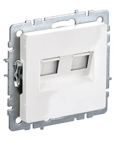 Розетка RJ45 РК10-2-БрБ кат.5E, белая BRITE (BR-K20-1-K01). Розетка компьютерная двойная. IEK в Костроме