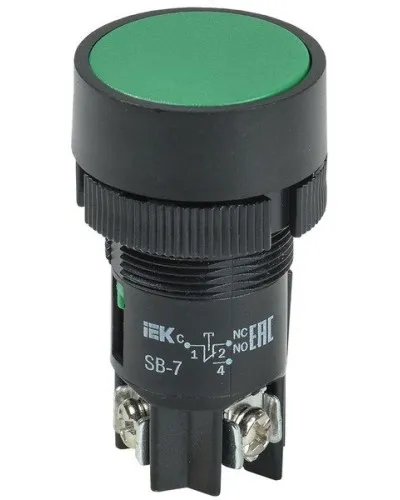 Кнопка SВ-7 Пуск зеленая D=22 мм (BBT40-SB7-K06). Кнопка. IEK в Костроме