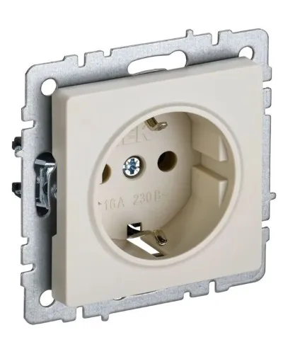 Розетка без з/к РС11-1-0-БрКр бежевый BRITE (BR-R11-16-K10). Розетка без заземления без защитных шторок. IEK в Костроме