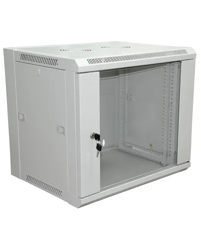 Шкаф телекоммуникационный 19 настенный 9U 600×450×500 мм (ШxГxВ) - передняя дверь стекло, боковые стенки съемные (разобранный) RAL 7035 (04-2201). Шкаф телекоммуникационный 19 настенный 9U. Rexant в Костроме