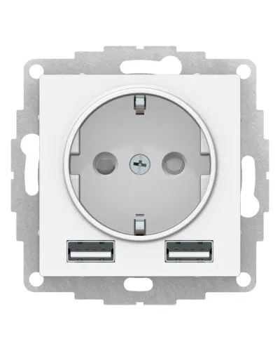AtlasDesign розетка 1-местная с 2 USB A+A, скрытой установки, механизм, белый (ATN000130). Розетка с USB. Systeme Electric в Костроме