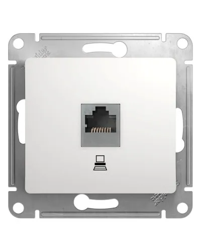 Glossa розетка RJ45 1-местная, кат. 5Е, скрытой установки, механизм, белый (GSL000181K). Розетка компьютерная. Systeme Electric в Костроме