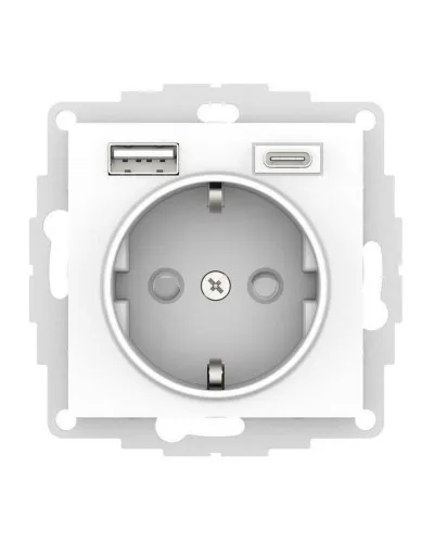 AtlasDesign розетка 1-местная с 2 USB A+C, скрытой установки, механизм, белый (ATN000132). Розетка с USB. Systeme Electric в Костроме