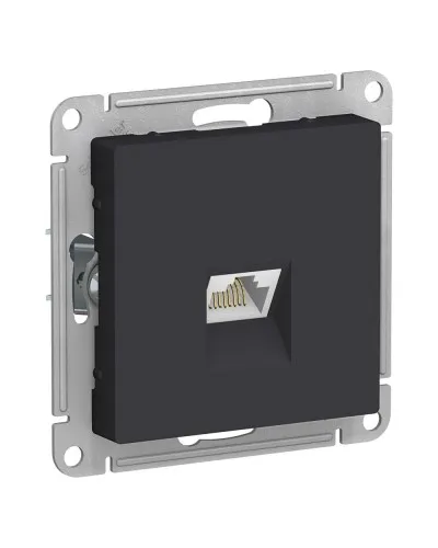 AtlasDesign розетка RJ45, кат. 5Е, 1-местная, скрытой установки, механизм, карбон (ATN001083). Розетка компьютерная. Systeme Electric в Костроме