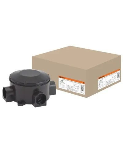 Распаячная коробка ОП D80х35мм, IP42, 3-х рожковая, черная TDM (SQ1401-4044). Распаячная коробка ОП. TDM ЕLECTRIC в Костроме