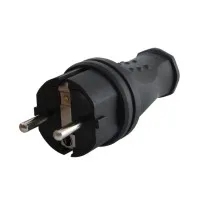 Вилка прямая 2Р+РЕ 16А 250В IP44 (SQ0612-0031). Вилка прямая каучук. TDM ЕLECTRIC
