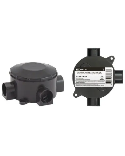 Распаячная коробка ОП D80х35мм, IP42, 3-х рожковая, черная TDM (SQ1401-4054). Распаячная коробка ОП. TDM ЕLECTRIC в Костроме