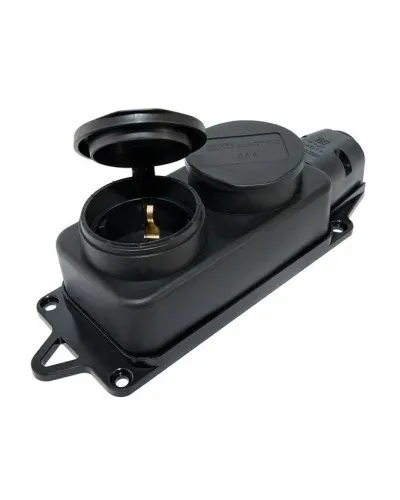 Розетка двухместная 2Р+РЕ 16А 250В IP44 (SQ0612-0037). Розетка двухместная с заглушками каучук. TDM ЕLECTRIC в Костроме