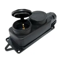 Розетка двухместная 2Р+РЕ 16А 250В IP44 (SQ0612-0010). Розетка двухместная с заглушками каучук. TDM ЕLECTRIC